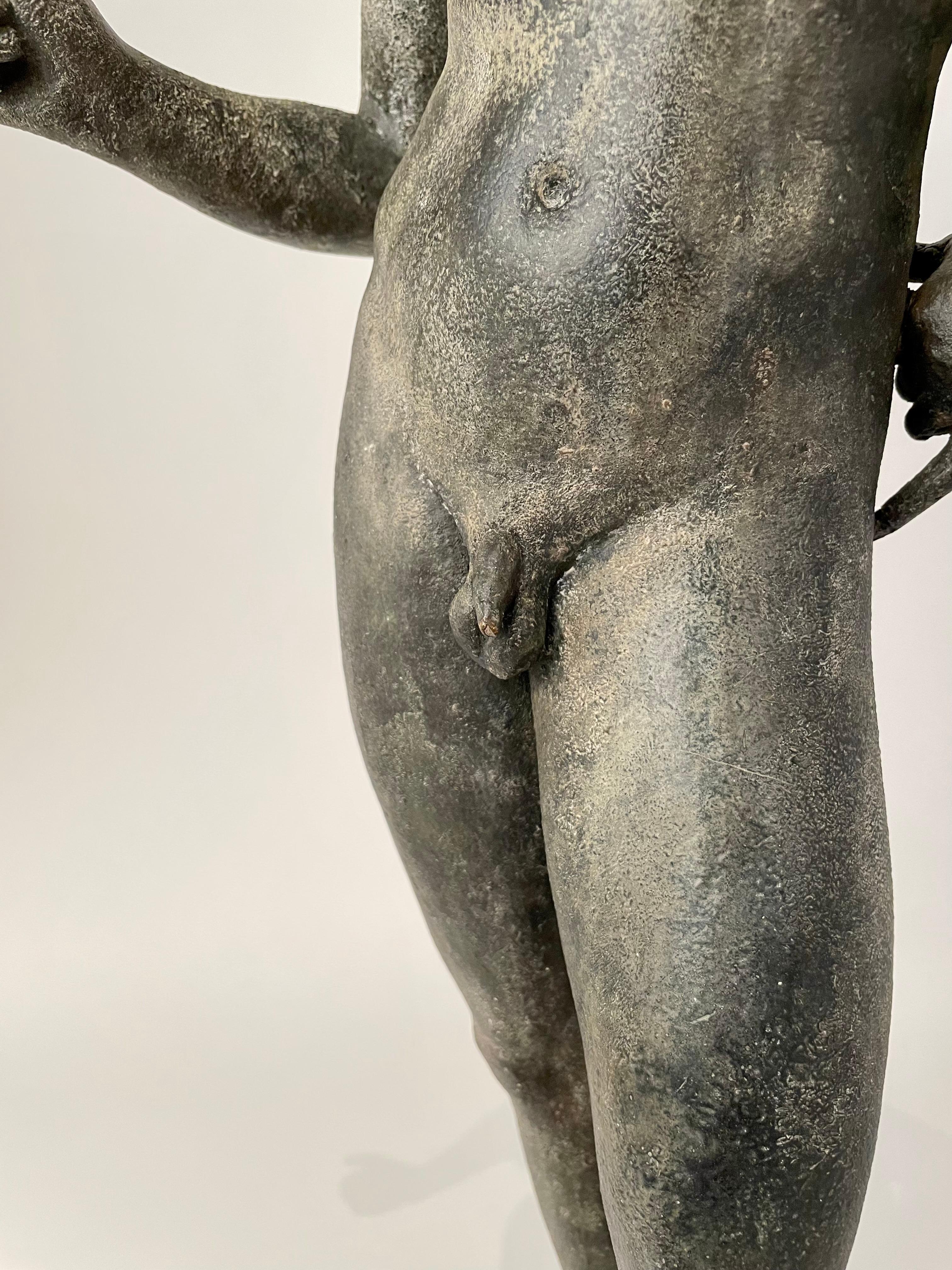 19th Century Italian Grand Tour Bronze Figure Narcissus Inscribed Fonderia Amodio, Napoli For Sale