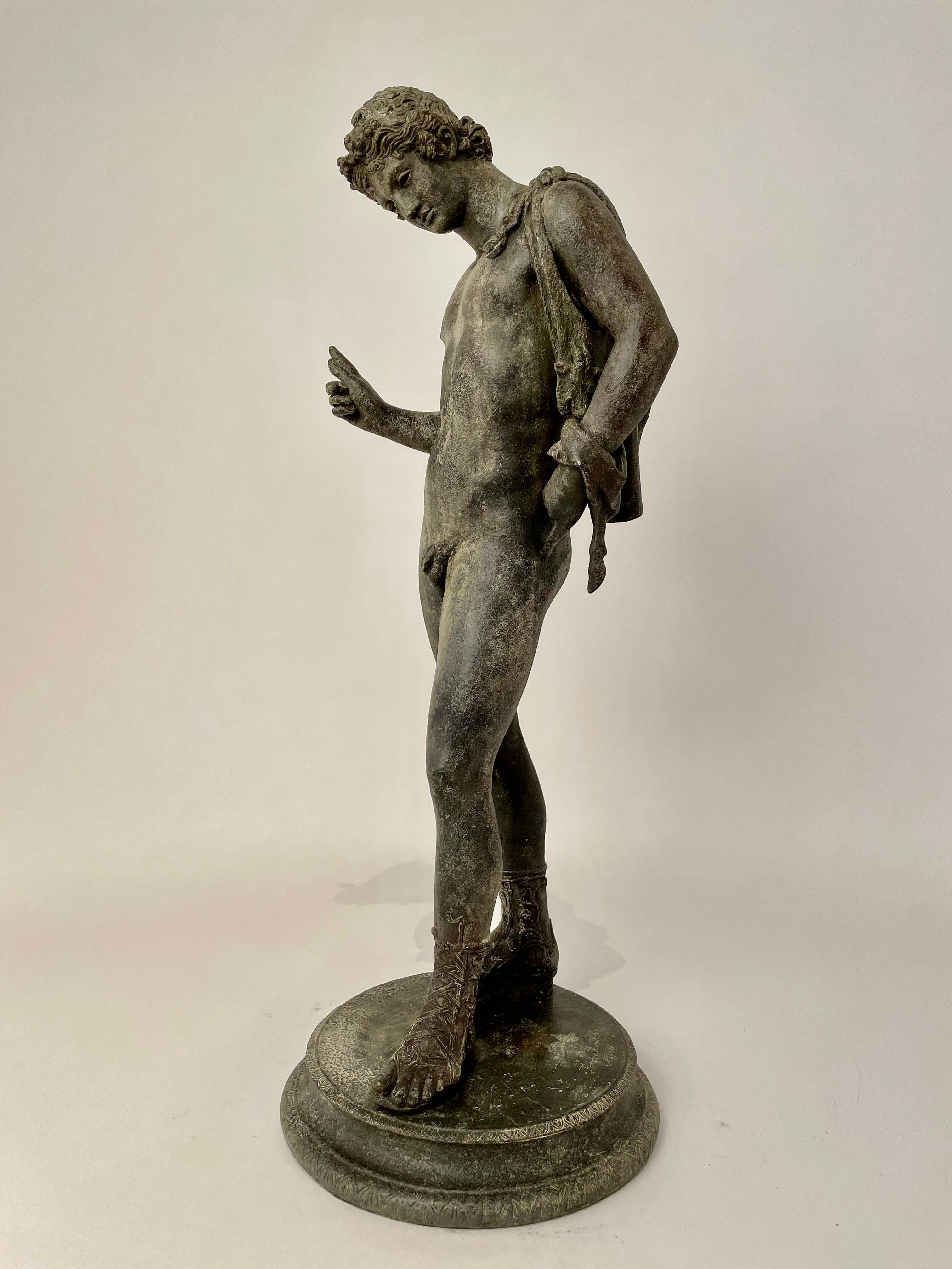 Italian Grand Tour Bronze Figure Narcissus Inscribed Fonderia Amodio, Napoli For Sale 3