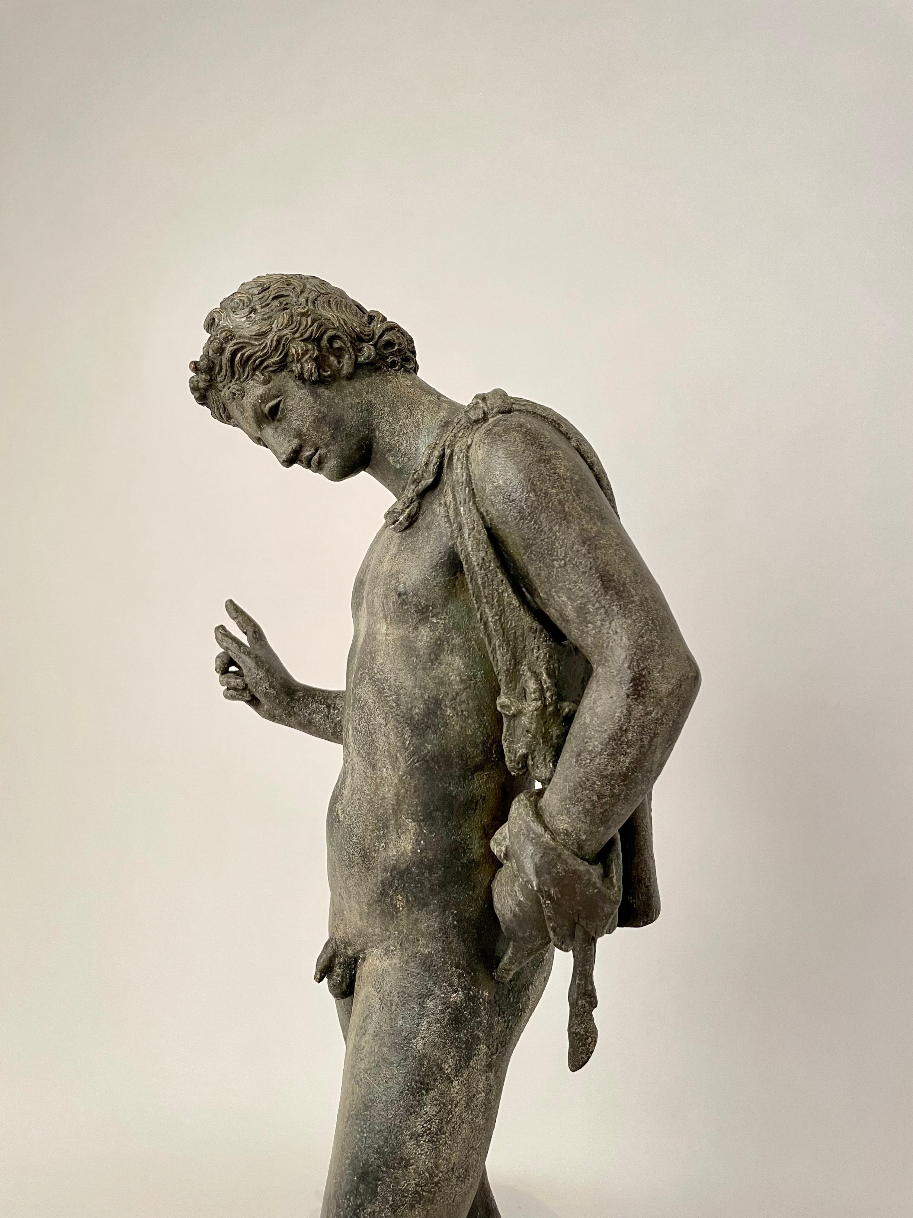 Italian Grand Tour Bronze Figure Narcissus Inscribed Fonderia Amodio, Napoli For Sale 4