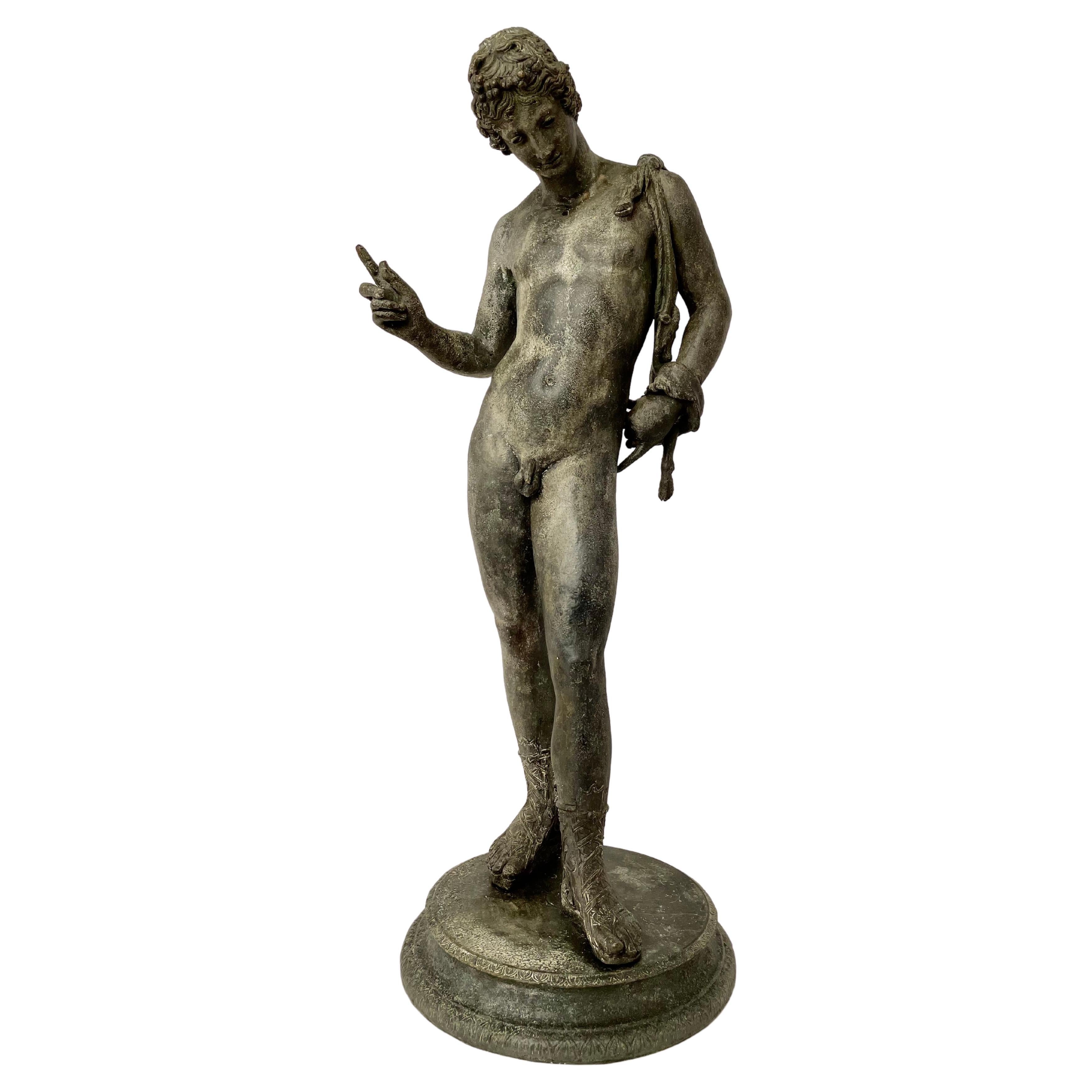 Italian Grand Tour Bronze Figure Narcissus Inscribed Fonderia Amodio, Napoli For Sale