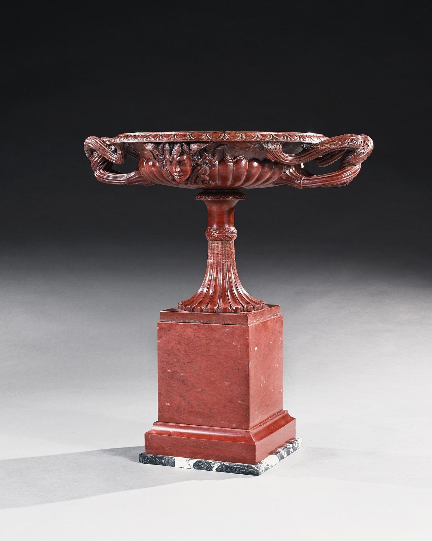 An Italian Grand Tour Rosso Antico Marble Tazza Attributed Benedetto Boschetti In Good Condition For Sale In Benington, Herts