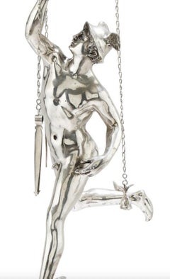 Italian Grand Tour Silver Table Library Lamp Depicting Mercury, Rome, 1830