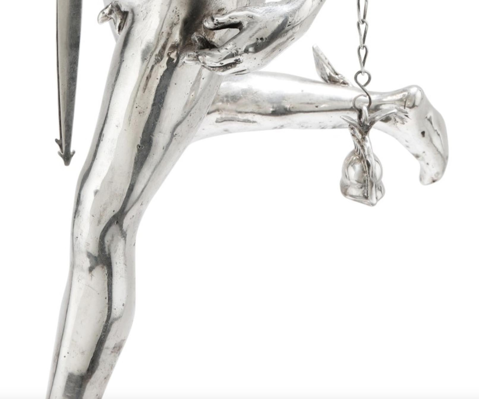 19th Century Italian Grand Tour Silver Table Library Lamp Depicting Mercury, Rome, 1830