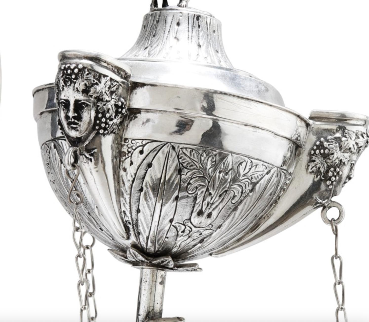 Italian Grand Tour Silver Table Library Lamp Depicting Mercury, Rome, 1830 1
