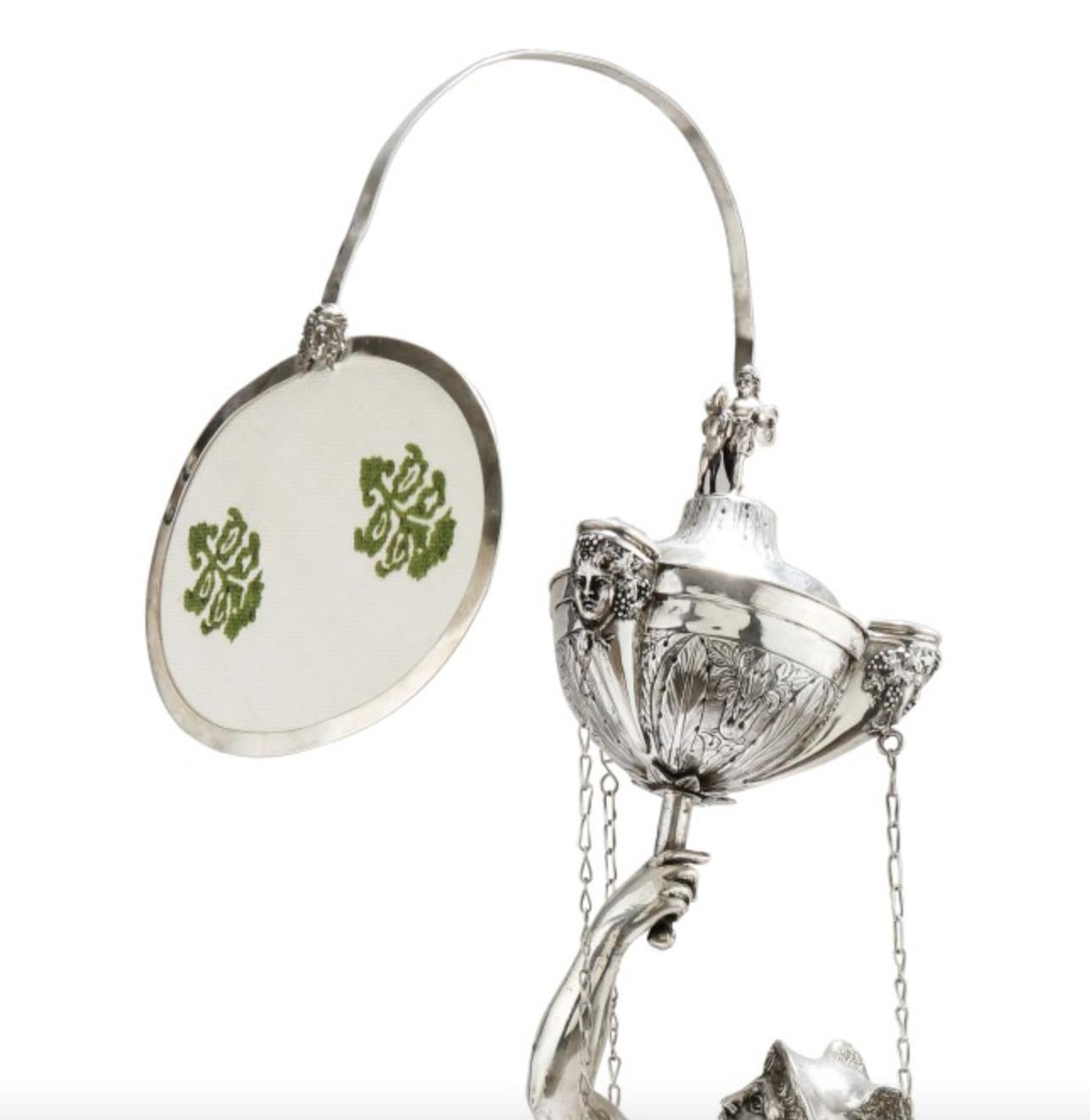 Italian Grand Tour Silver Table Library Lamp Depicting Mercury, Rome, 1830 3