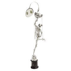 Italian Grand Tour Silver Table Library Lamp Depicting Mercury, Rome, 1830