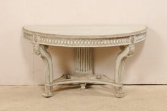 Ornately Carved Italian Demi-Lune Console Table from the Mid-20th Century