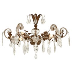 Lustre italien de la fin du 19e siècle, de style Louis XV, en verre et en tôle.