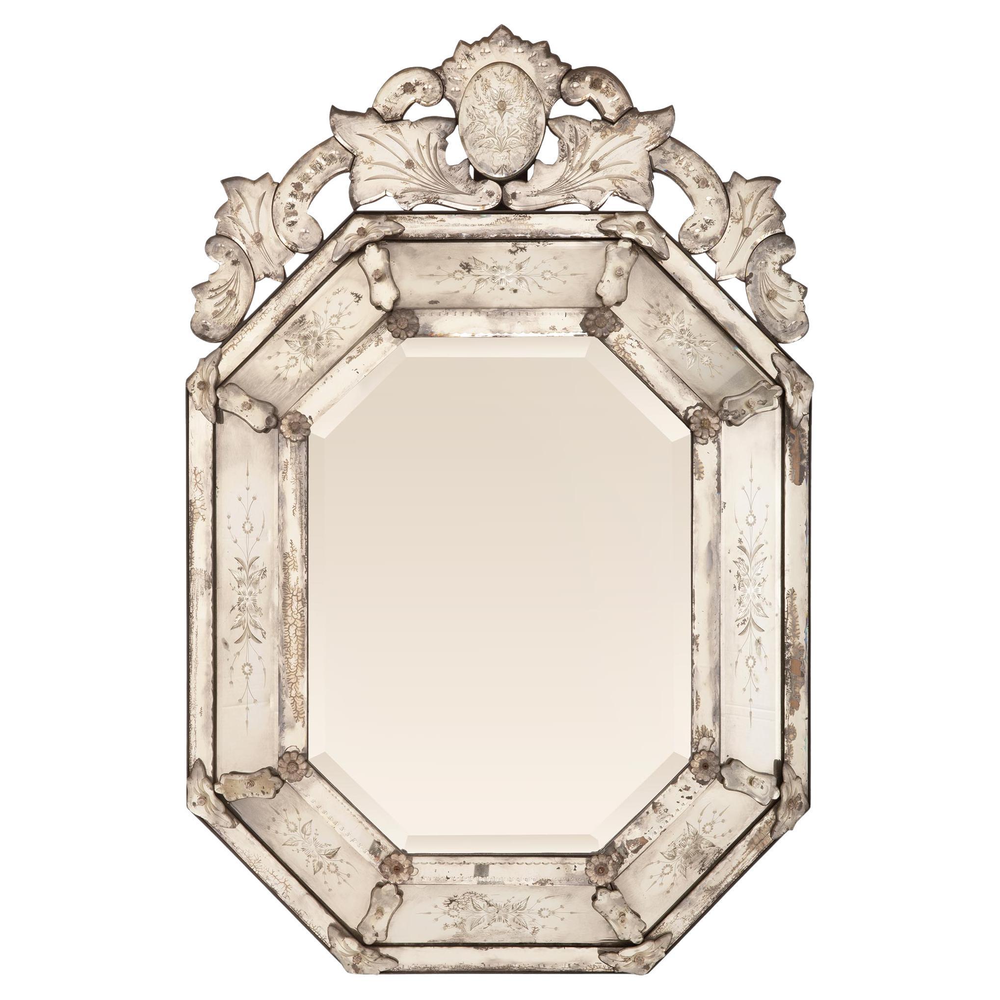 An Italian late 19th century Venetian st. Octagonal mirror