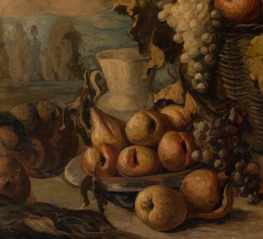 Peint à la main Nature morte italienne de la fin du XIXe siècle et du début du XXe siècle avec structure en bois sculpté en vente