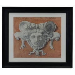 Italian Liberty Decorative Study Polesine, 1910, Black Framed Drawing