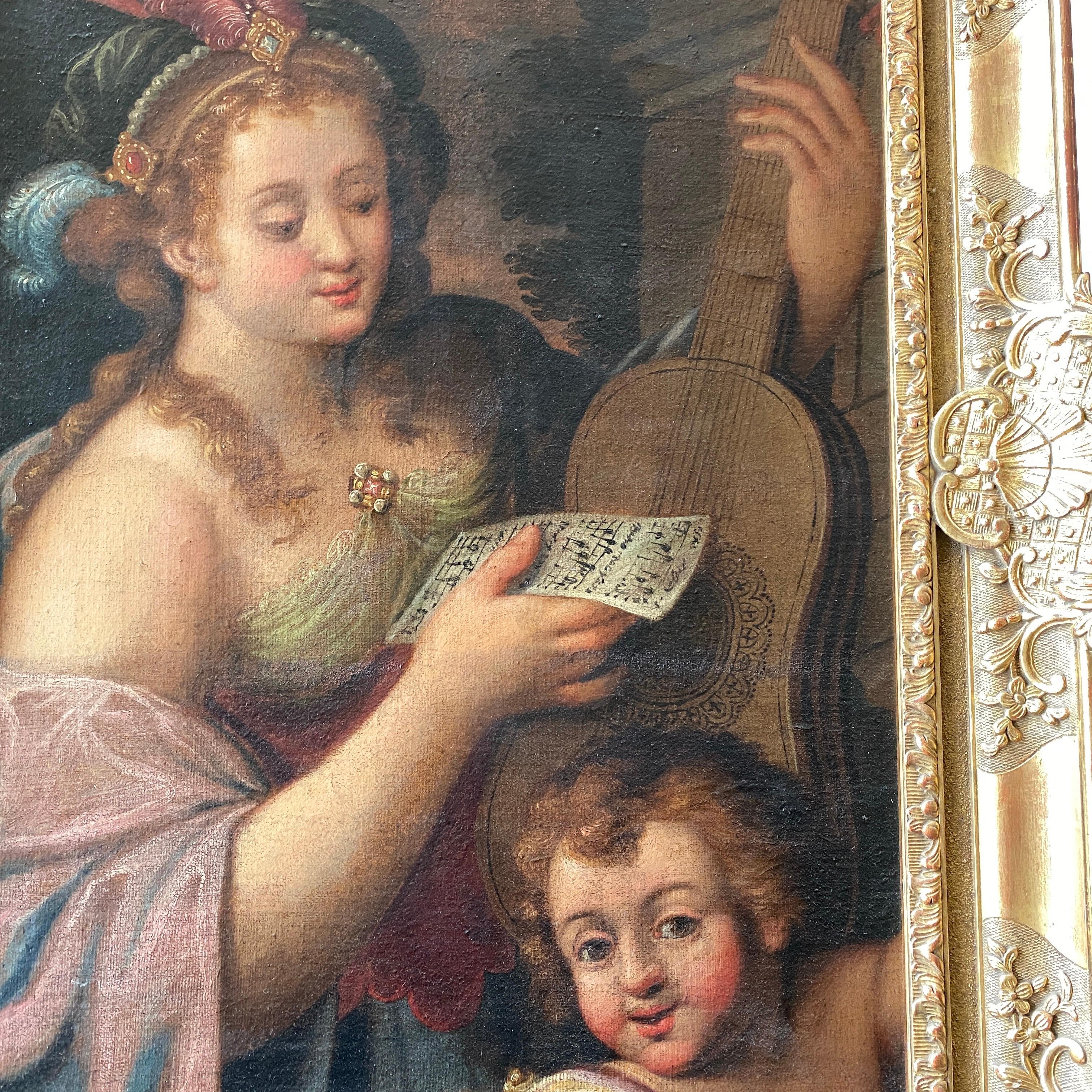 Italian Louis XVI Oil on Canvas Depicting Allegory of Music 9