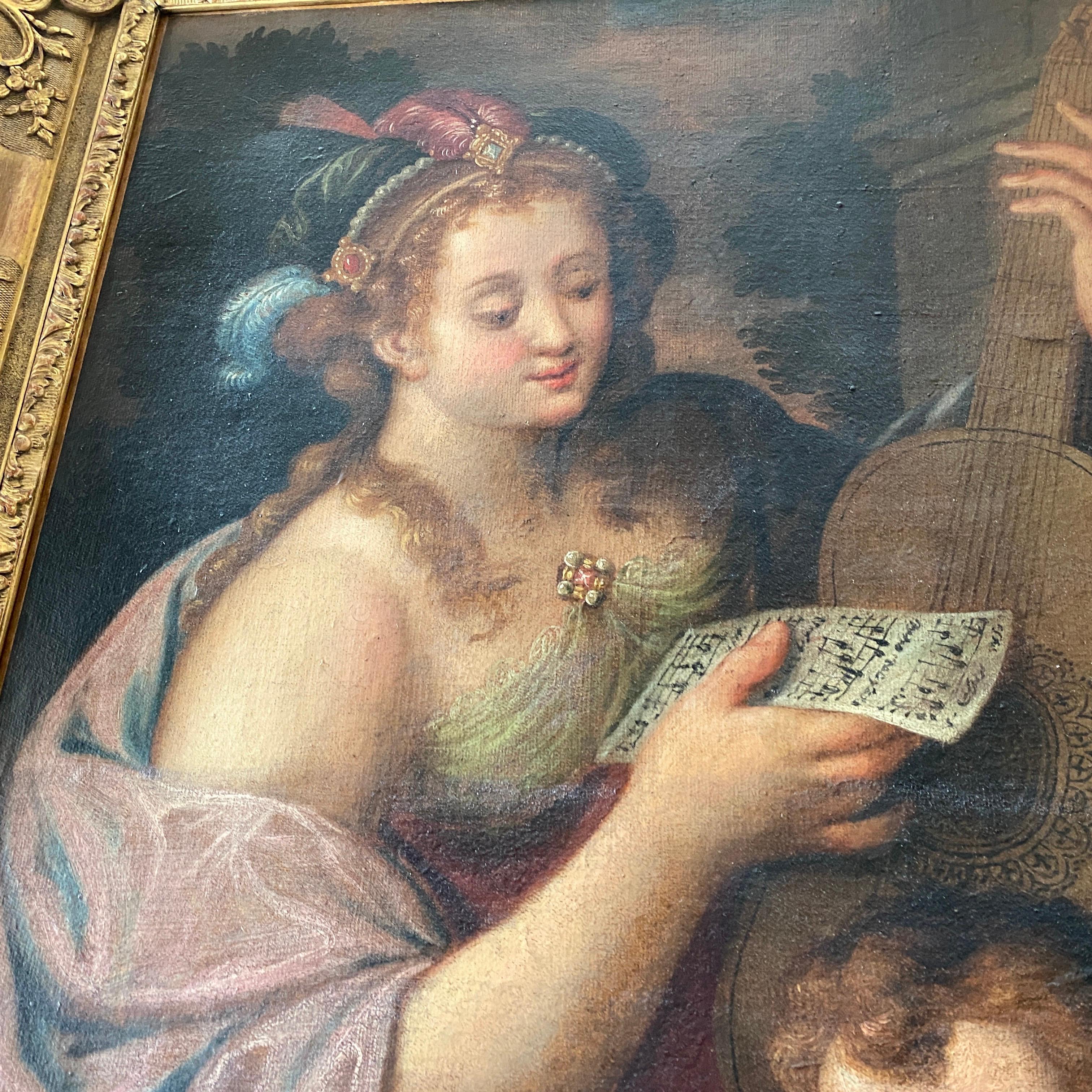 Italian Louis XVI Oil on Canvas Depicting Allegory of Music 2