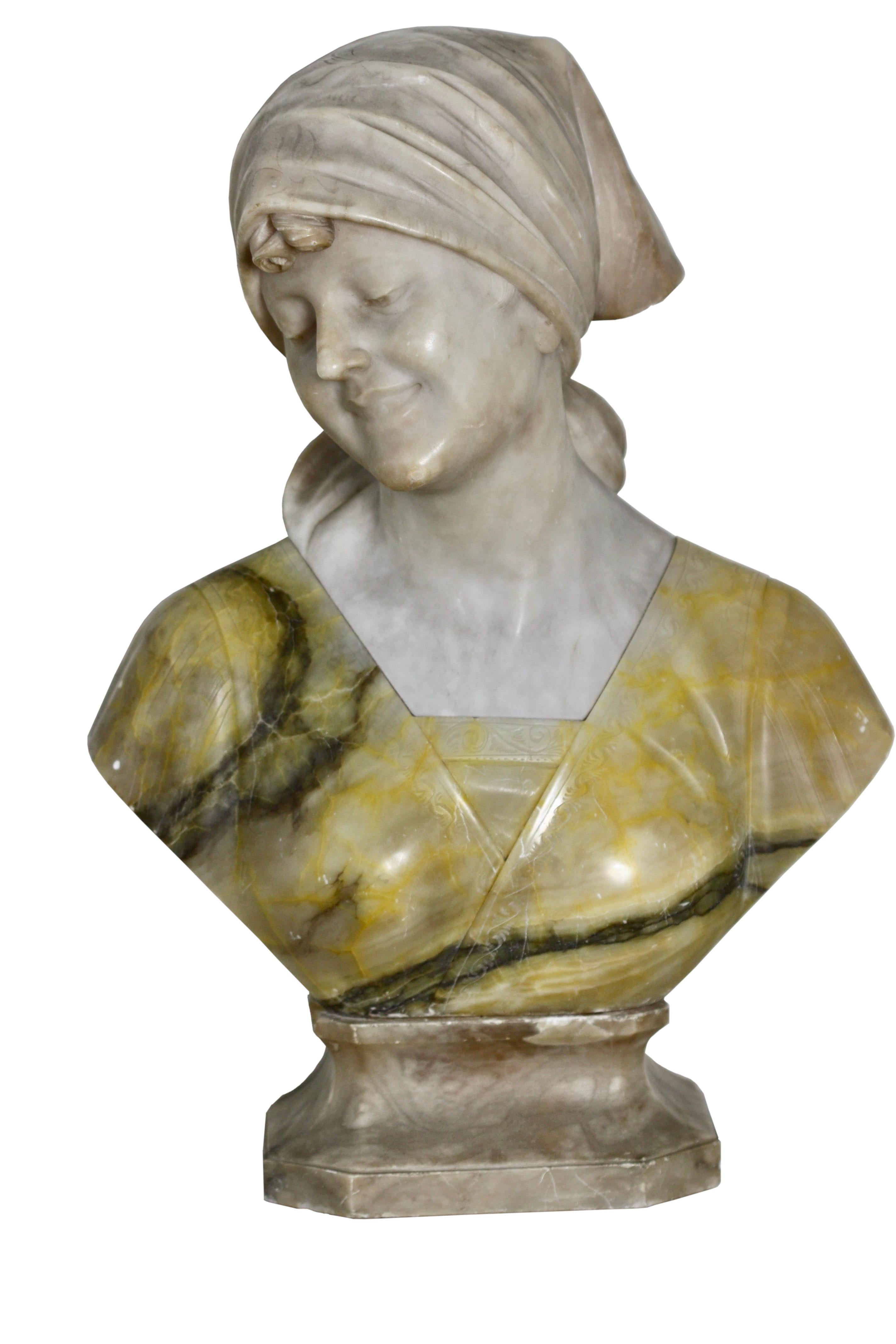 Marmo Busto di dea in marmo e alabastro italiano in vendita