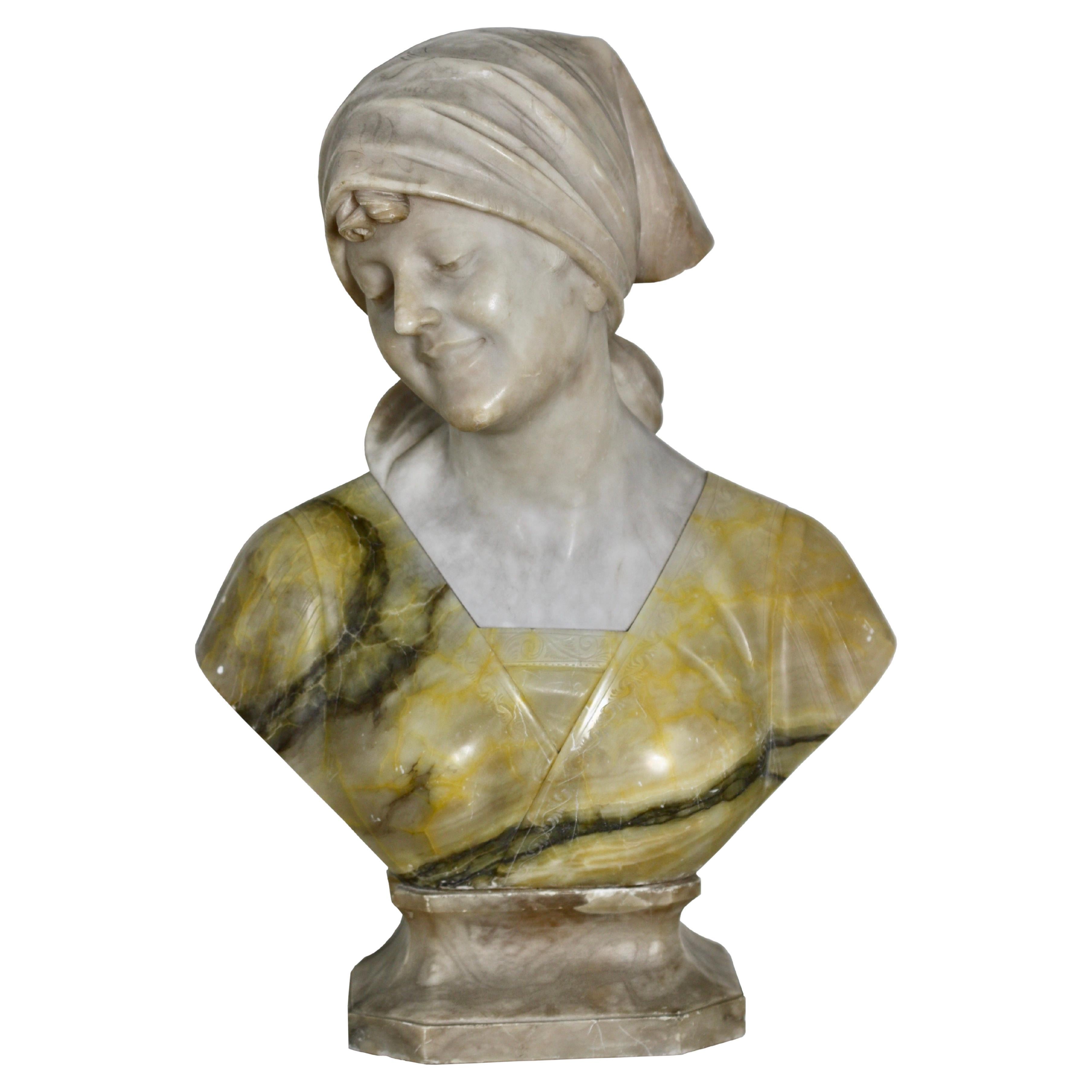 An Italian Marble and Alabaster Bust of A Goddess