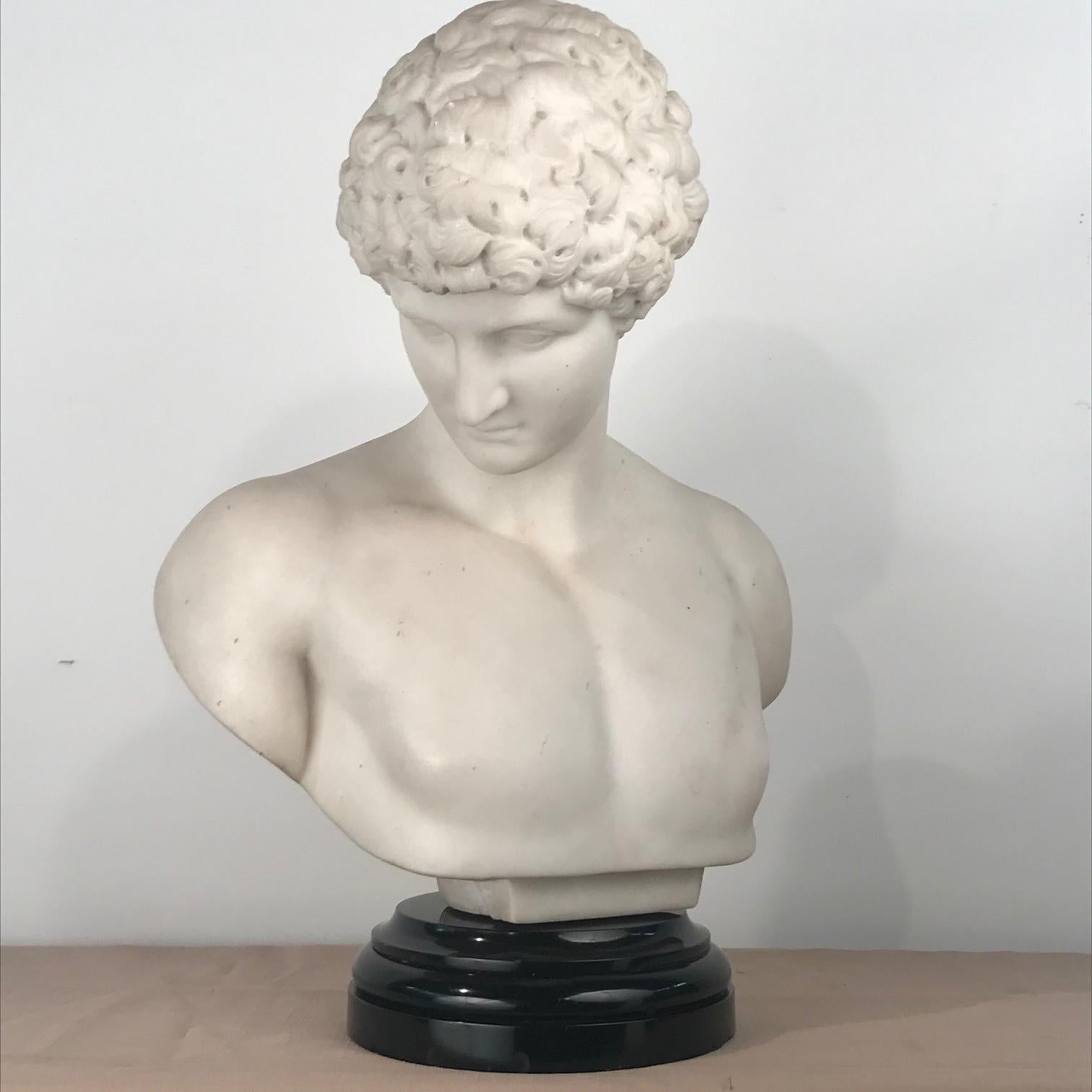 Carrara Marble Italian Marble Bust of Antinous, after the Antique