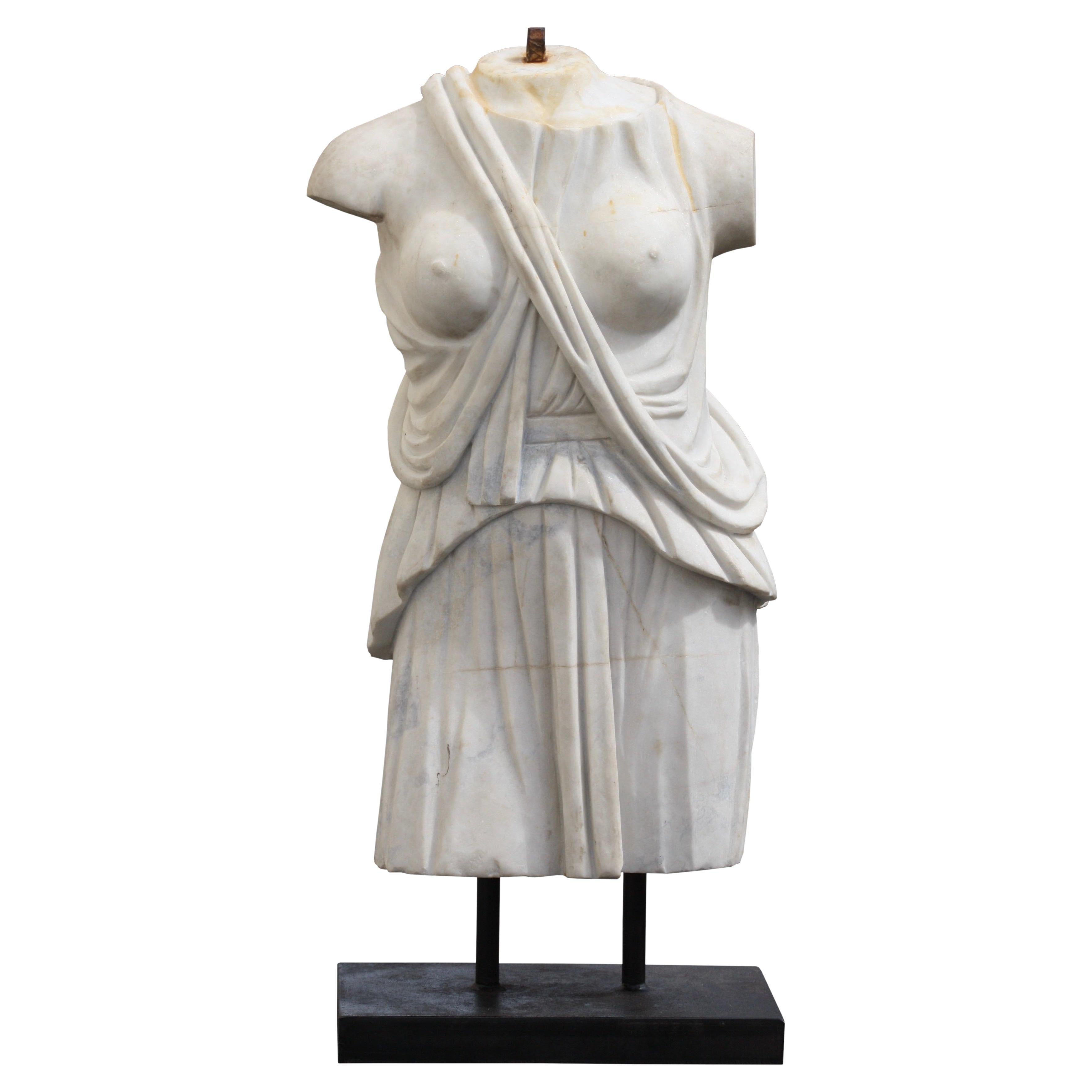 Figure en marbre italienne d'un torse, 19e/20e siècle