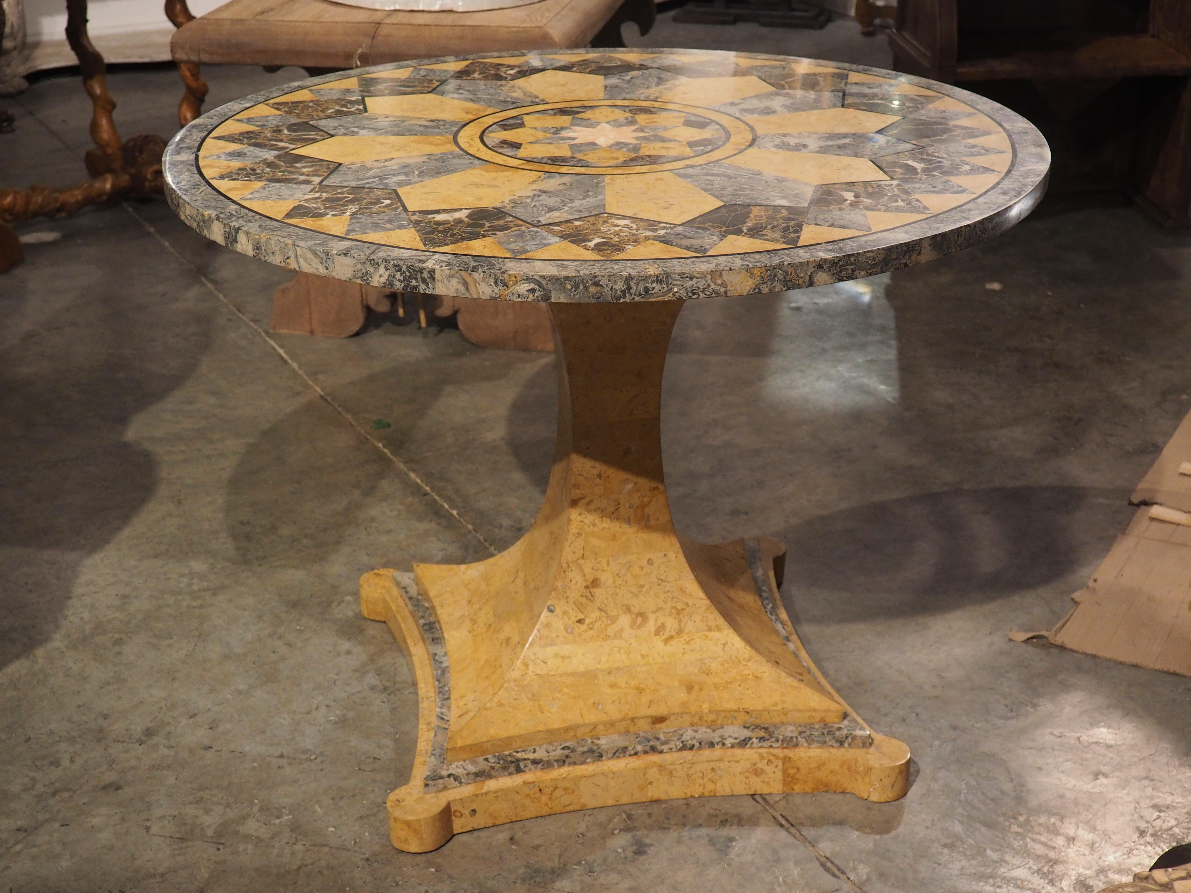 Mid-Century Modern Italian Marble Inlaid Specimen Center Table, 20th Century