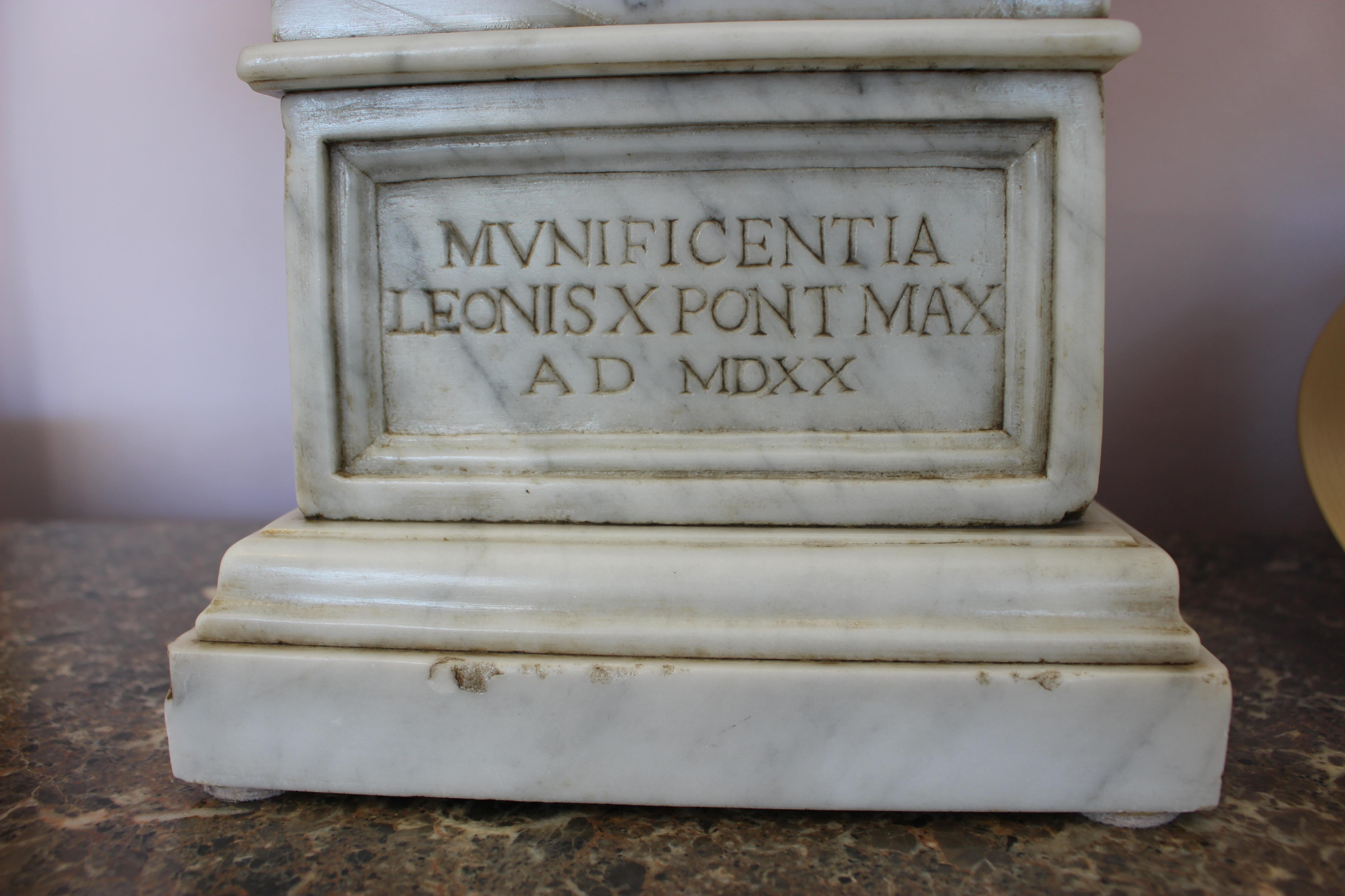 An Italian Carrara marble model of the Navicella. Raised on white marble base, Rome, 19th century.