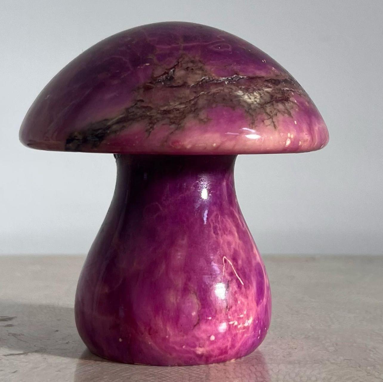 Mid-20th Century An Italian marble mushroom objet d’art in magenta, mid 20th century  For Sale