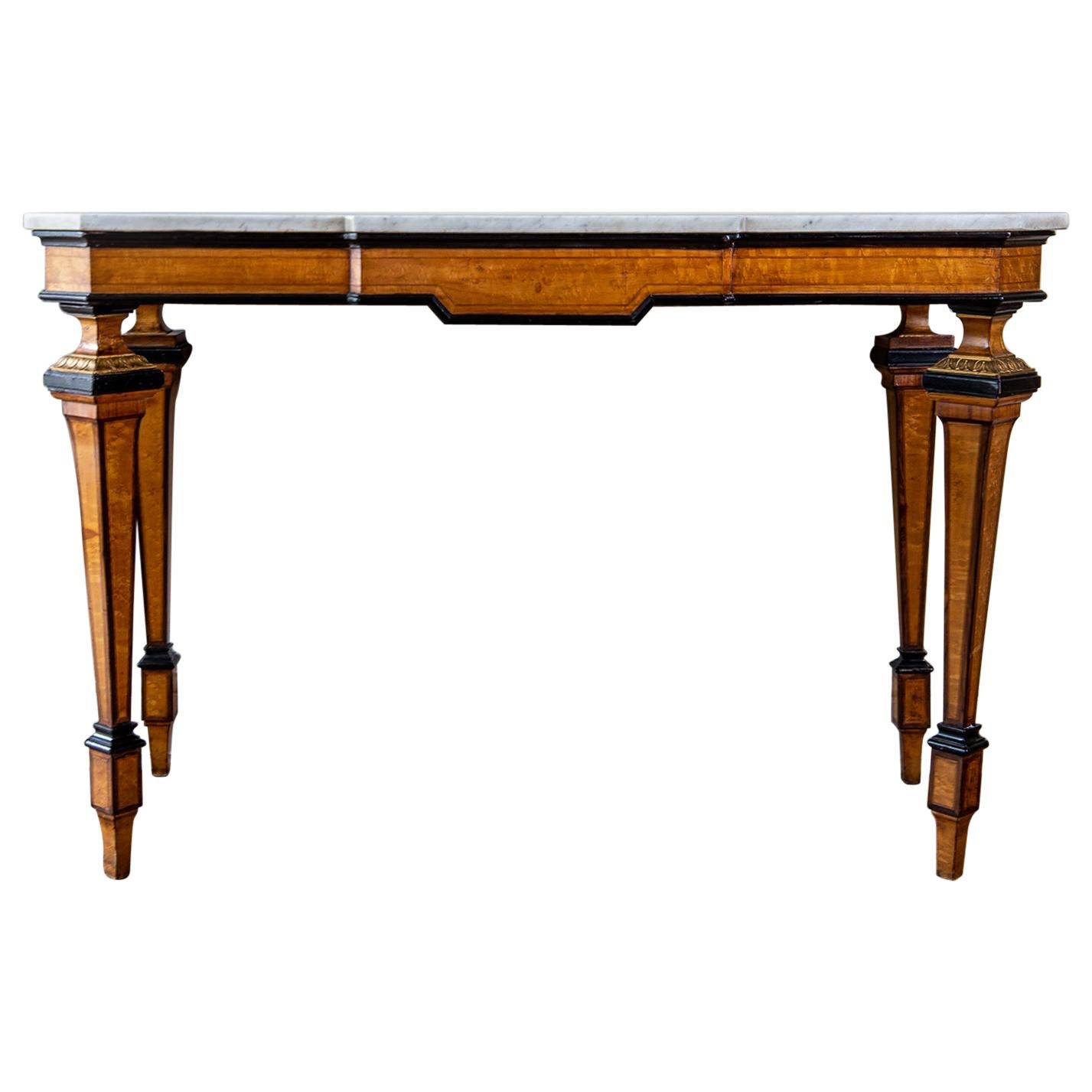 Italian Marble Topped Console Table with Graphic Lines, circa 1850