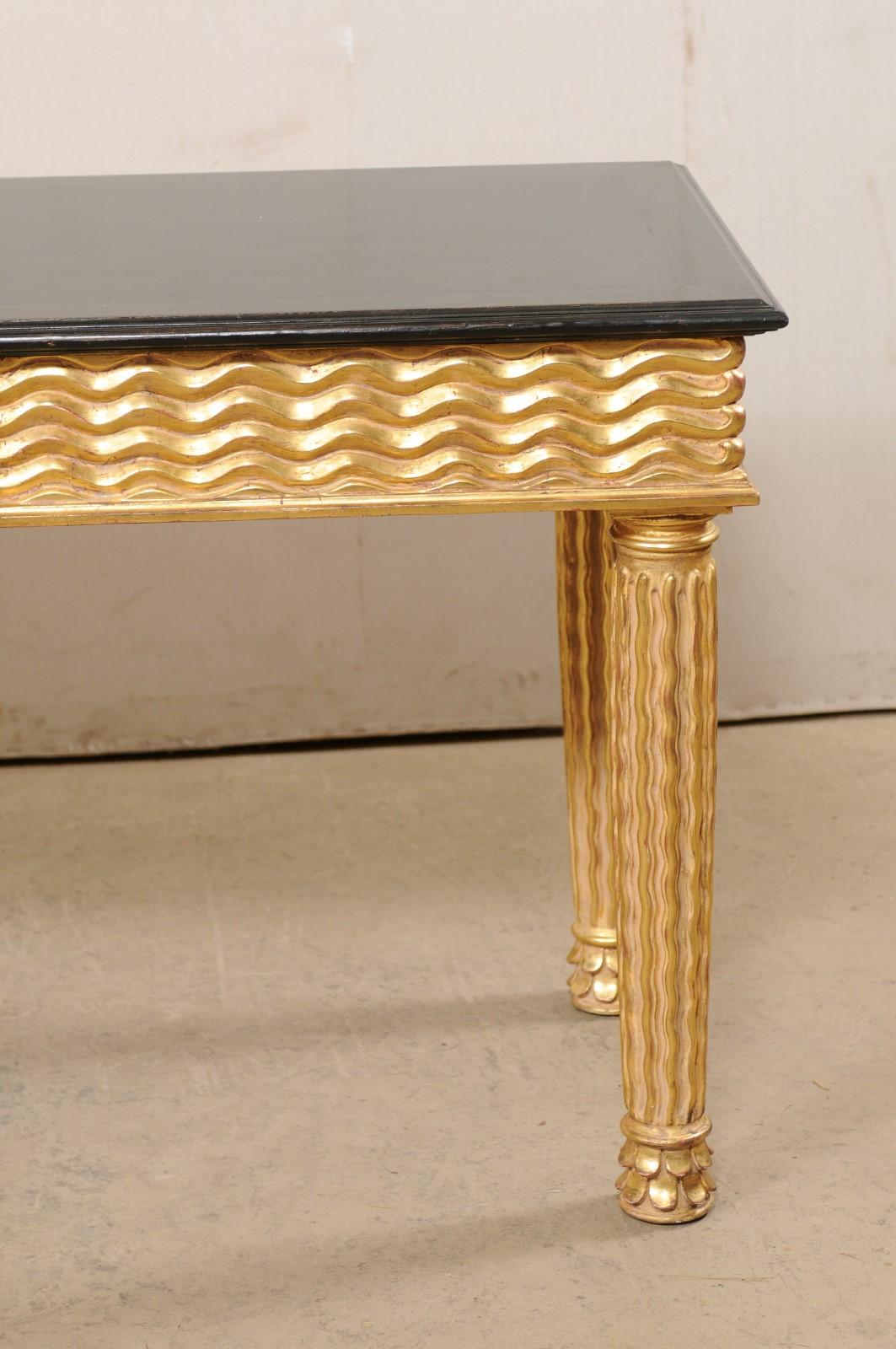 Italian Masterfully Hand-Carved Wooden Console Table with Real Gold Leafing For Sale 9