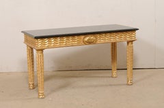 Unusual Italian Hand-Carved Wooden Console Table with Real Gold Leafing
