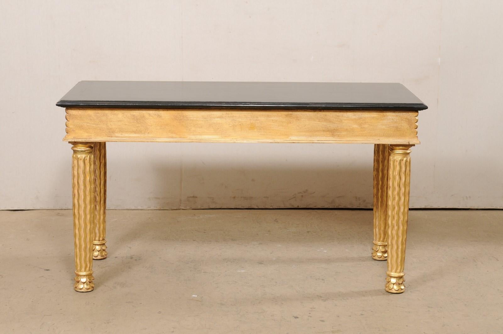 Italian Masterfully Hand-Carved Wooden Console Table with Real Gold Leafing For Sale 4