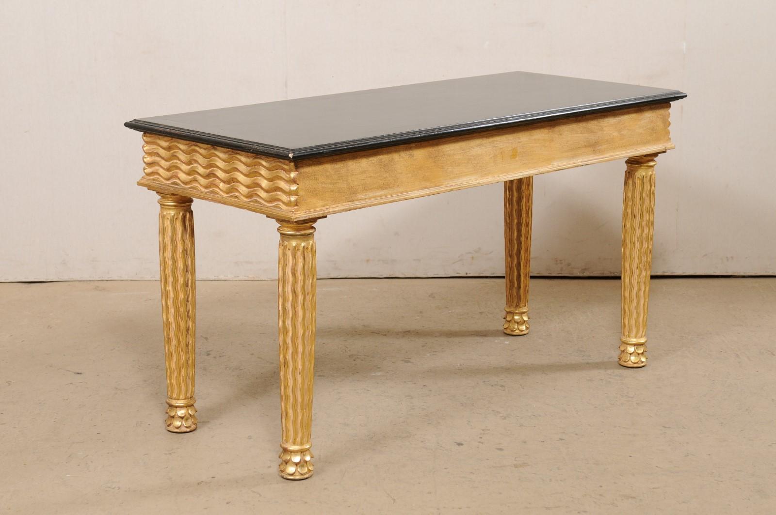 Italian Masterfully Hand-Carved Wooden Console Table with Real Gold Leafing For Sale 5