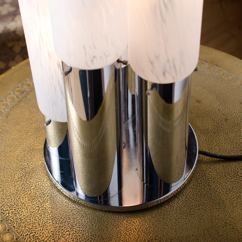 Late 20th Century Italian Mazzega Murano Style Glass & Chrome Five Light Table Lamp, circa 1970