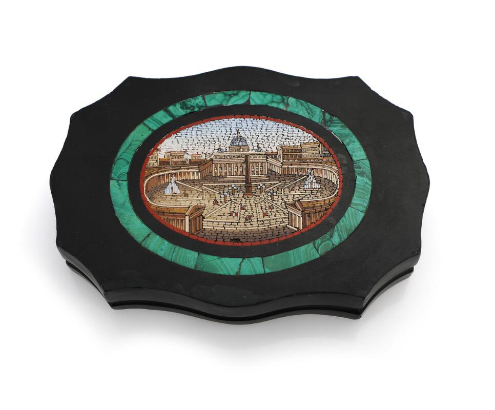 Mosaic Italian Micromosaic Paperweight with a View of St Peter's Square, Rome