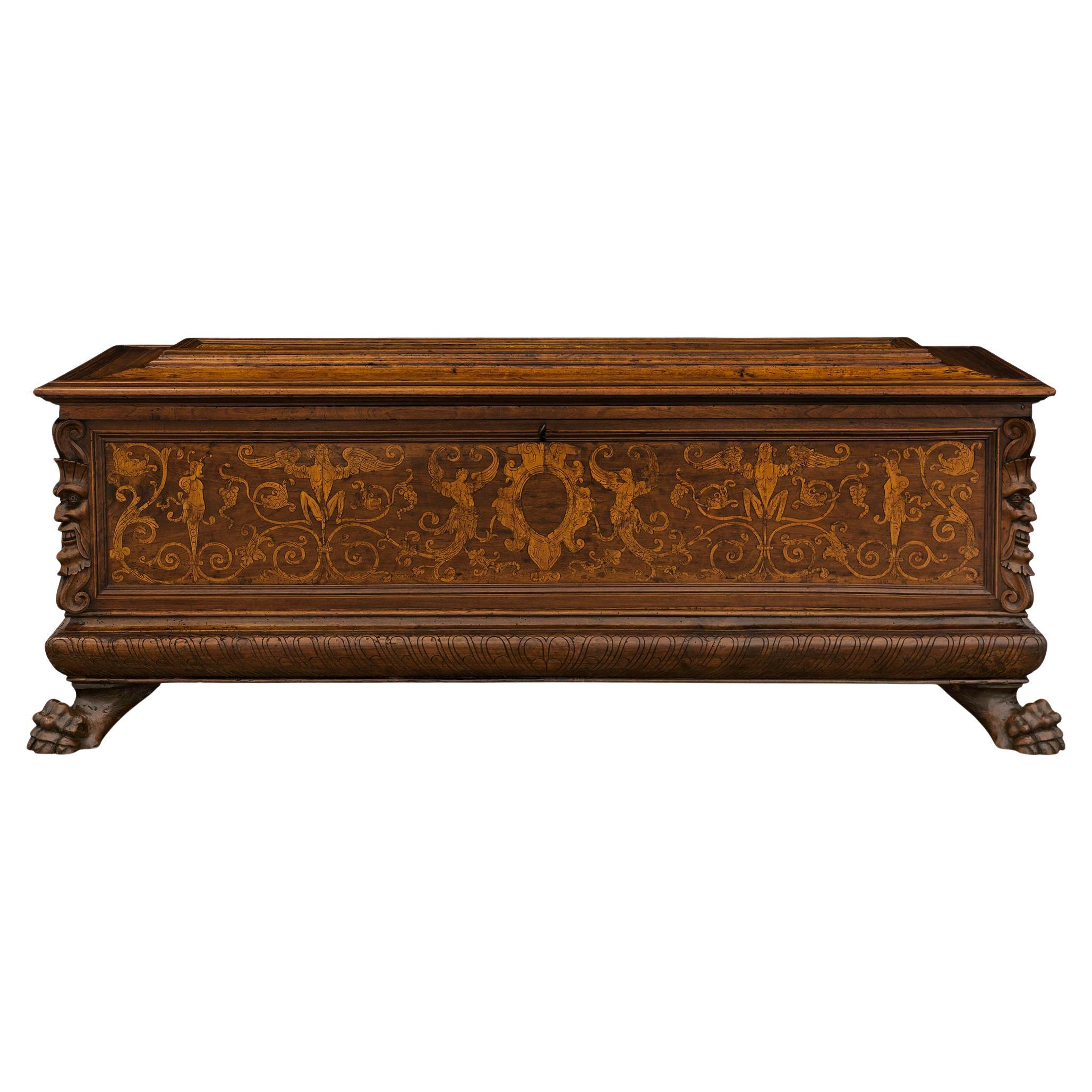 An Italian mid 18th century Baroque st. Walnut trunk