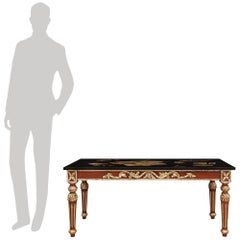 Table basse italienne du milieu du XIXe siècle, en polychrome, feuille d'argent et scagliola