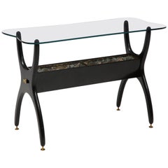 Italian Midcentury Jardinière Table with Glass Top, Attributed to Ico Parisi