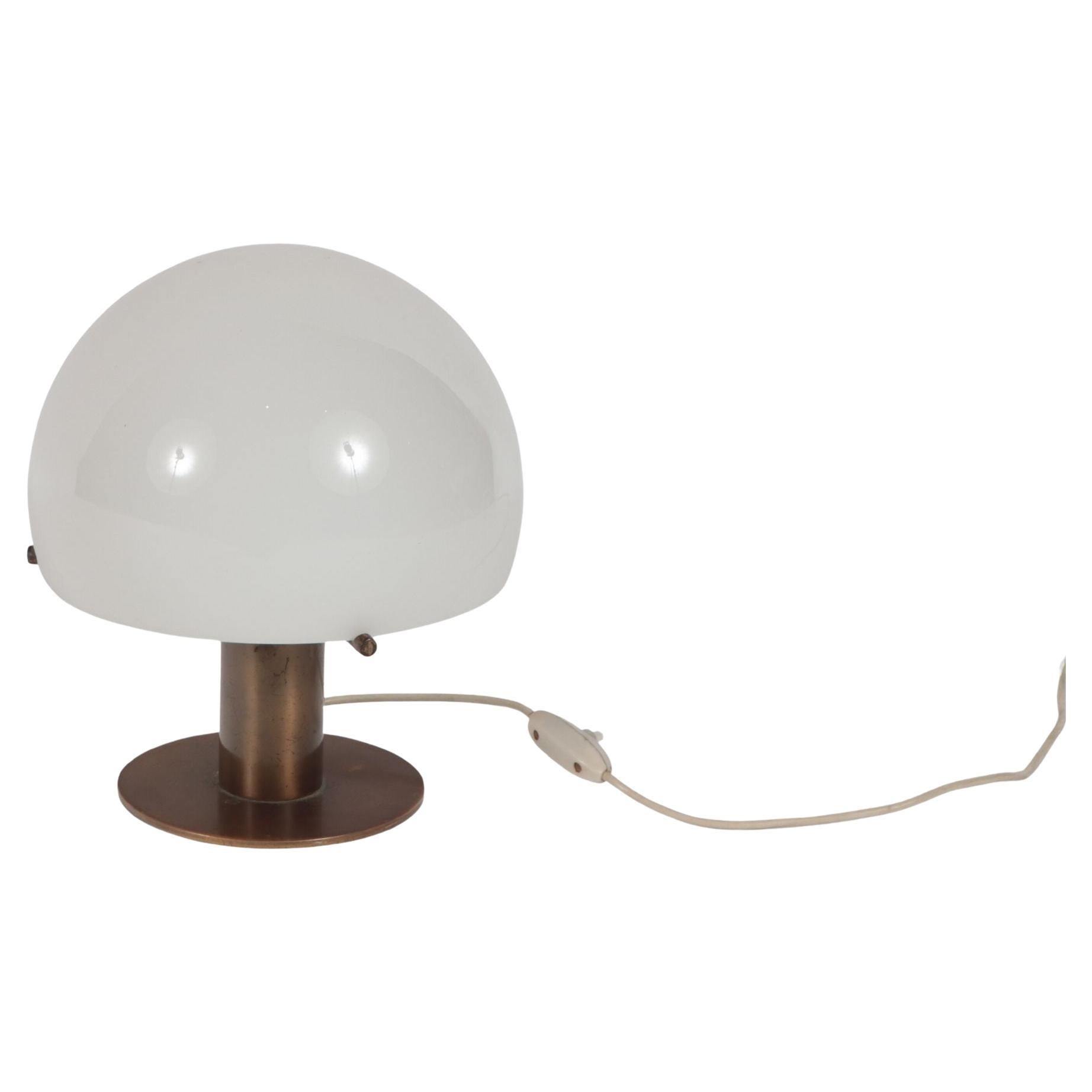 Italian Mid-Century Modern Bronze and Glass Table Lamp, circa 1950 For Sale