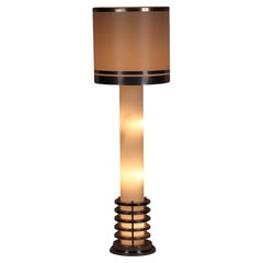 Italienische Stehlampe aus poliertem Chrom und Opalglas, Mid-Century Modern