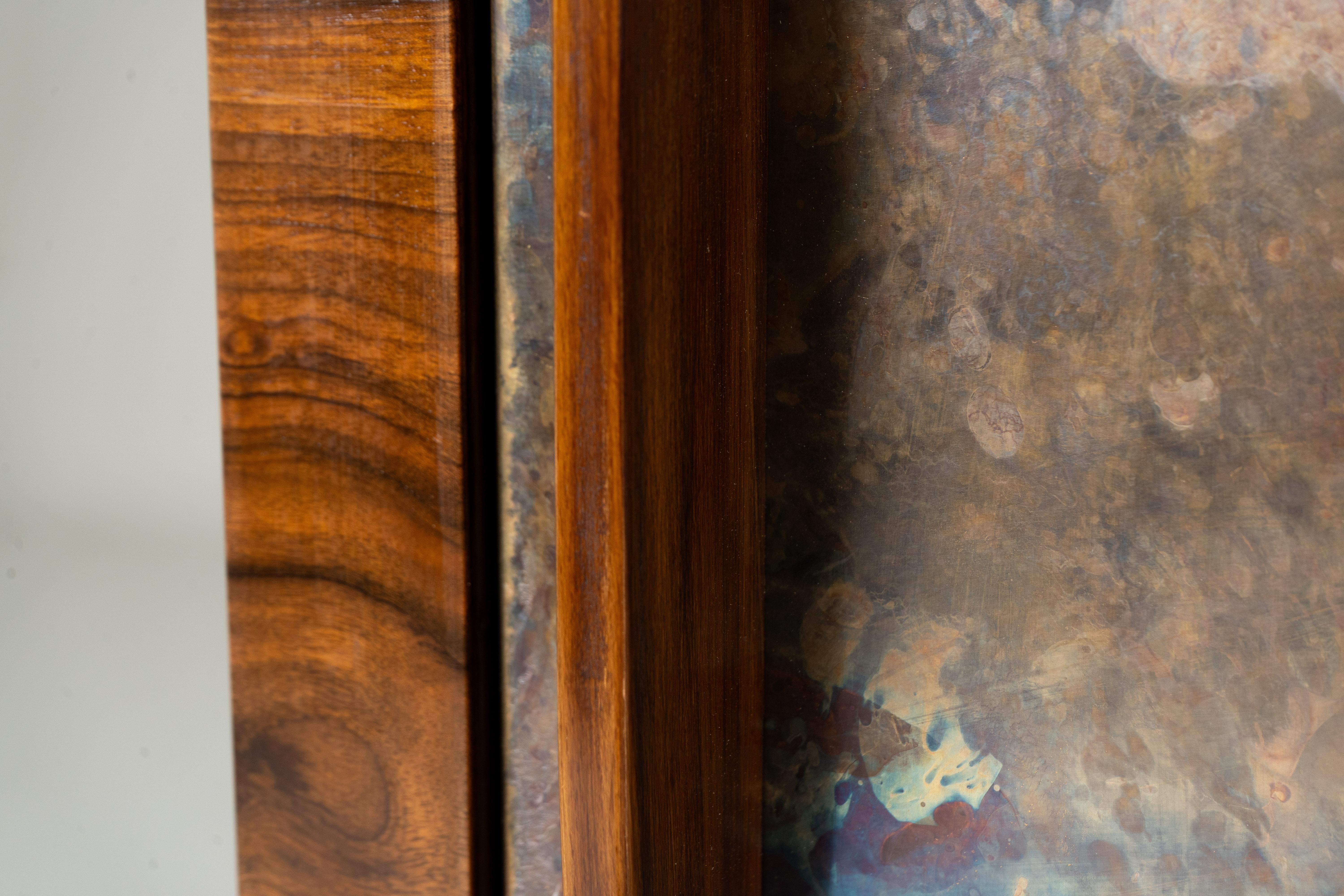 An Italian Mid-Century Sideboard with Two Brass-Covered Doors and Three Drawers For Sale 3