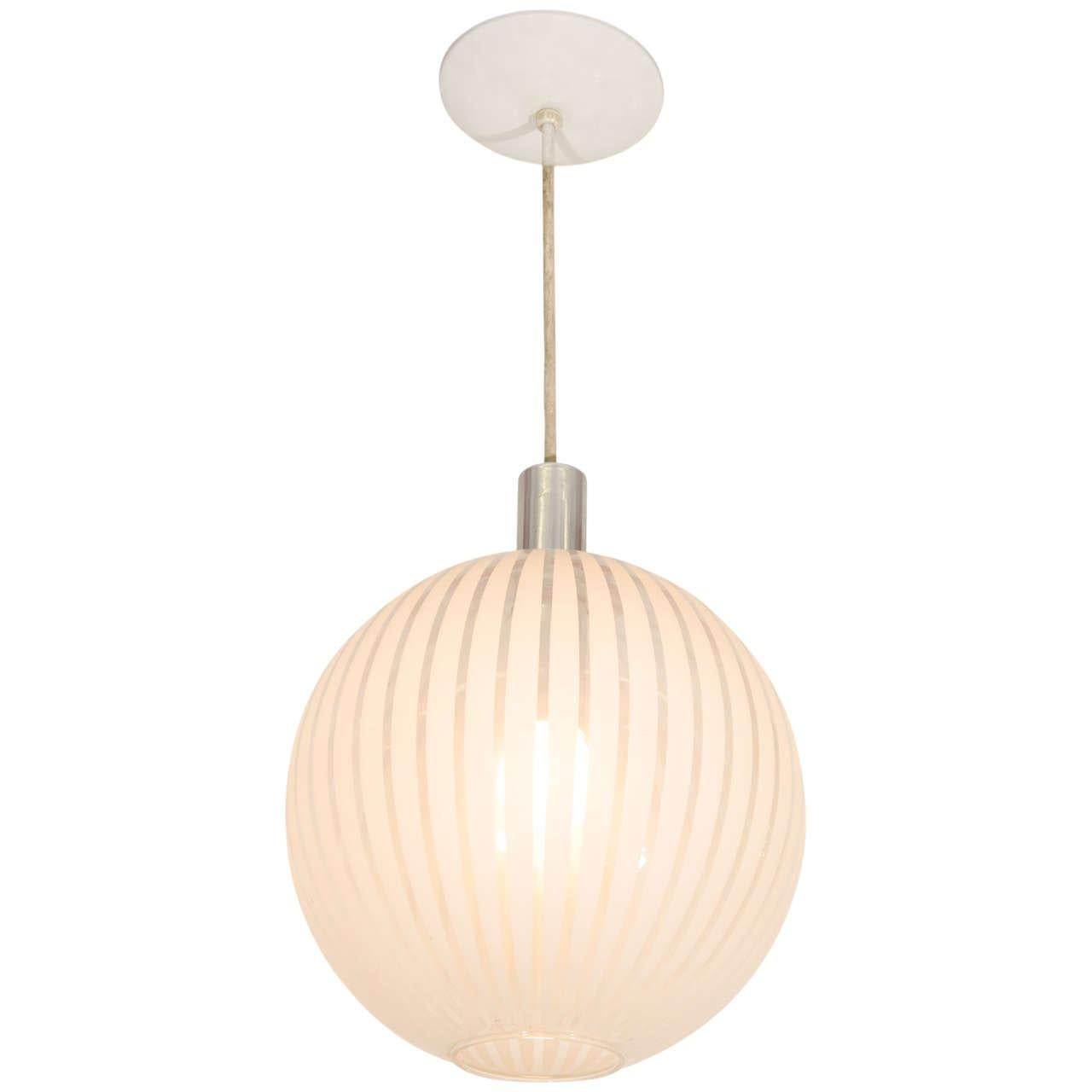 Lightolier Mid-Century Modern Glass Globe Pendant For Sale 5