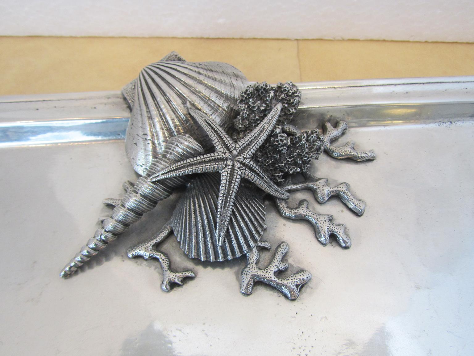 Italian Modern Pewter Serving Tray, Richard Cipolla In Excellent Condition In Hollywood, FL