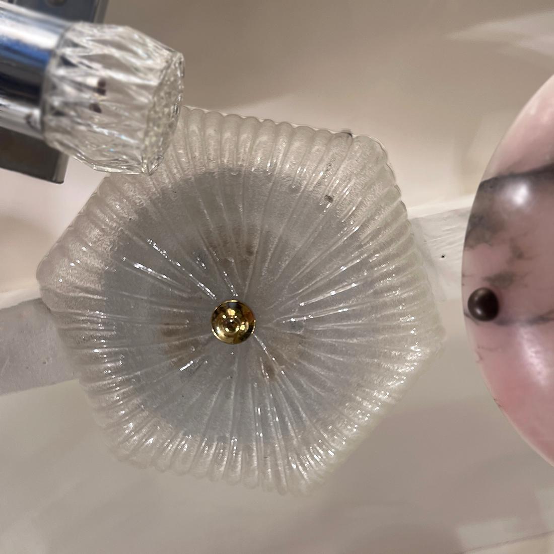 Mid-20th Century An Italian Molded Glass Light Fixture For Sale