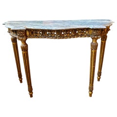 An Italian Neoclassical Gilt and Marble Console table
