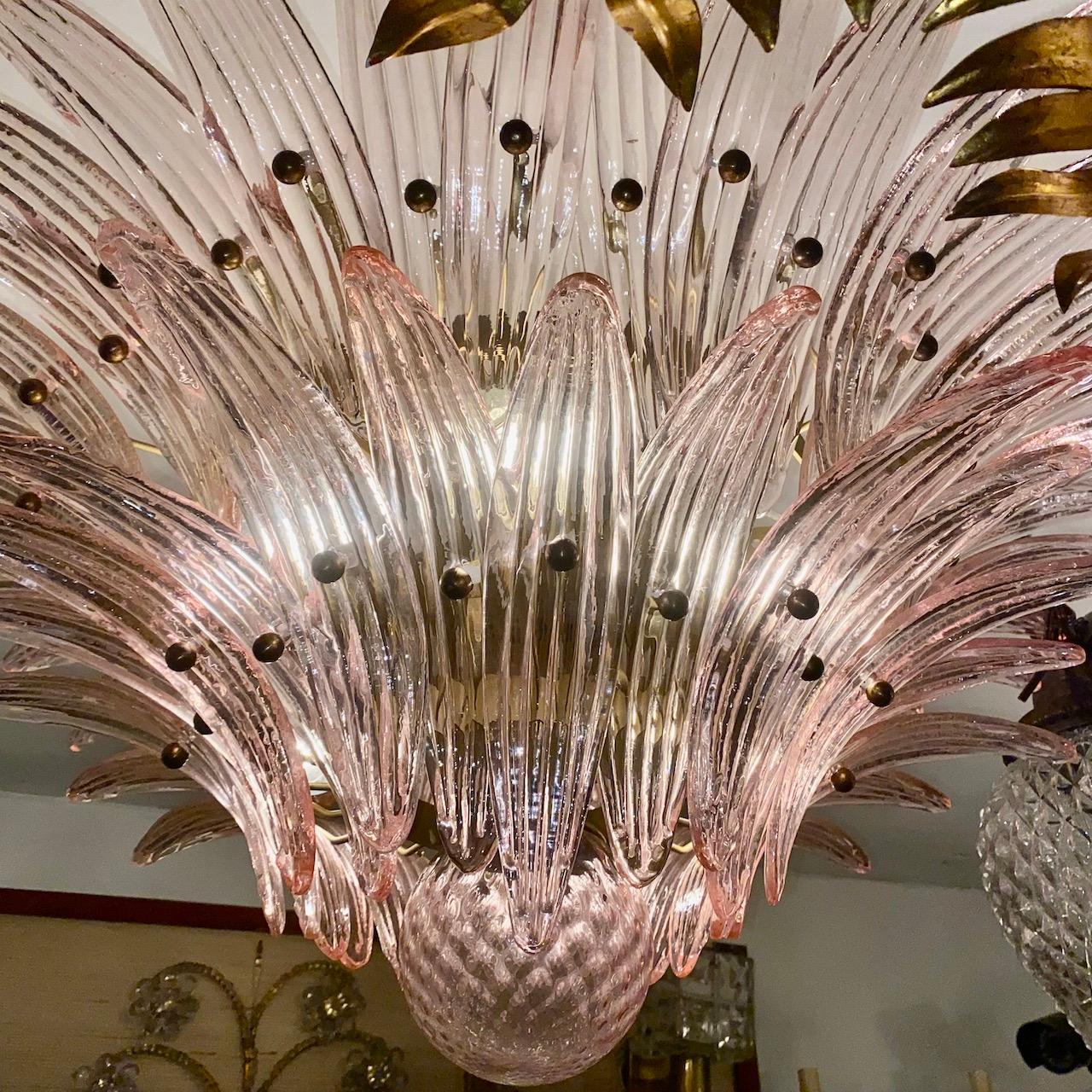An Italian Opaline Glass Light Fixture In Good Condition For Sale In New York, NY