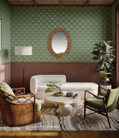 Miroir italien ovale en bambou fendu des années 1970 par Franco Albini pour Bonacina