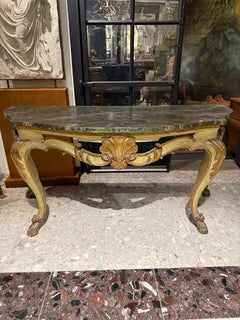 Italienische Konsole aus bemaltem und geschnitztem Kiefernholz, 18.