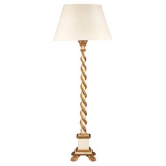 An Italian Painted and Gilded Solomonic Column Standard Lamp