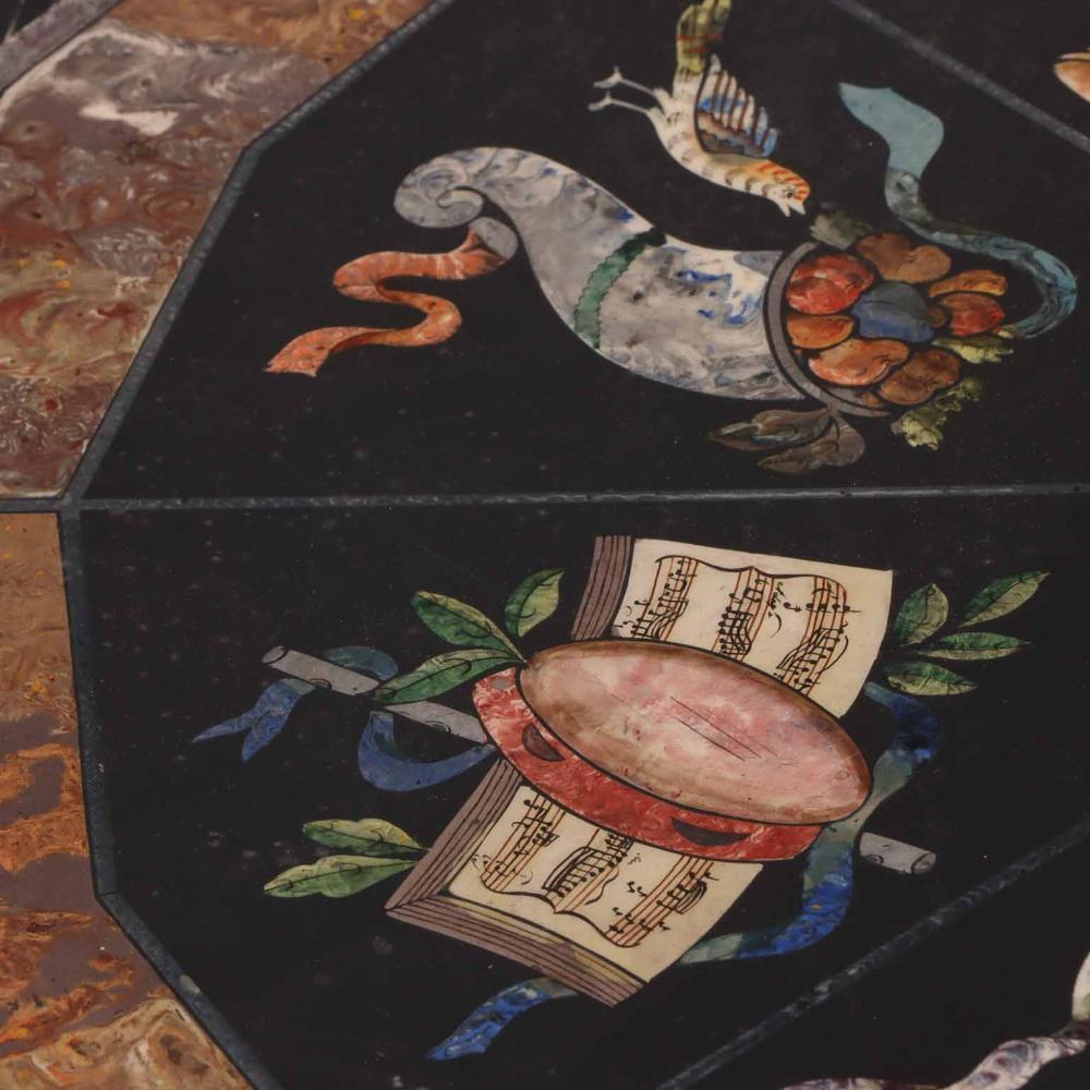An Italian painted Scagliola marble top table, C. 1950. In Good Condition For Sale In Philadelphia, PA