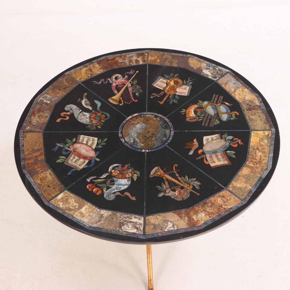 An Italian painted Scagliola marble top table, C. 1950. For Sale 1