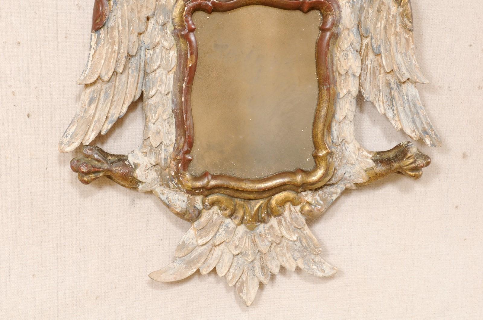 20th Century Italian Pair Federal-Style Eagle Wall Decorations with Mirror Centers