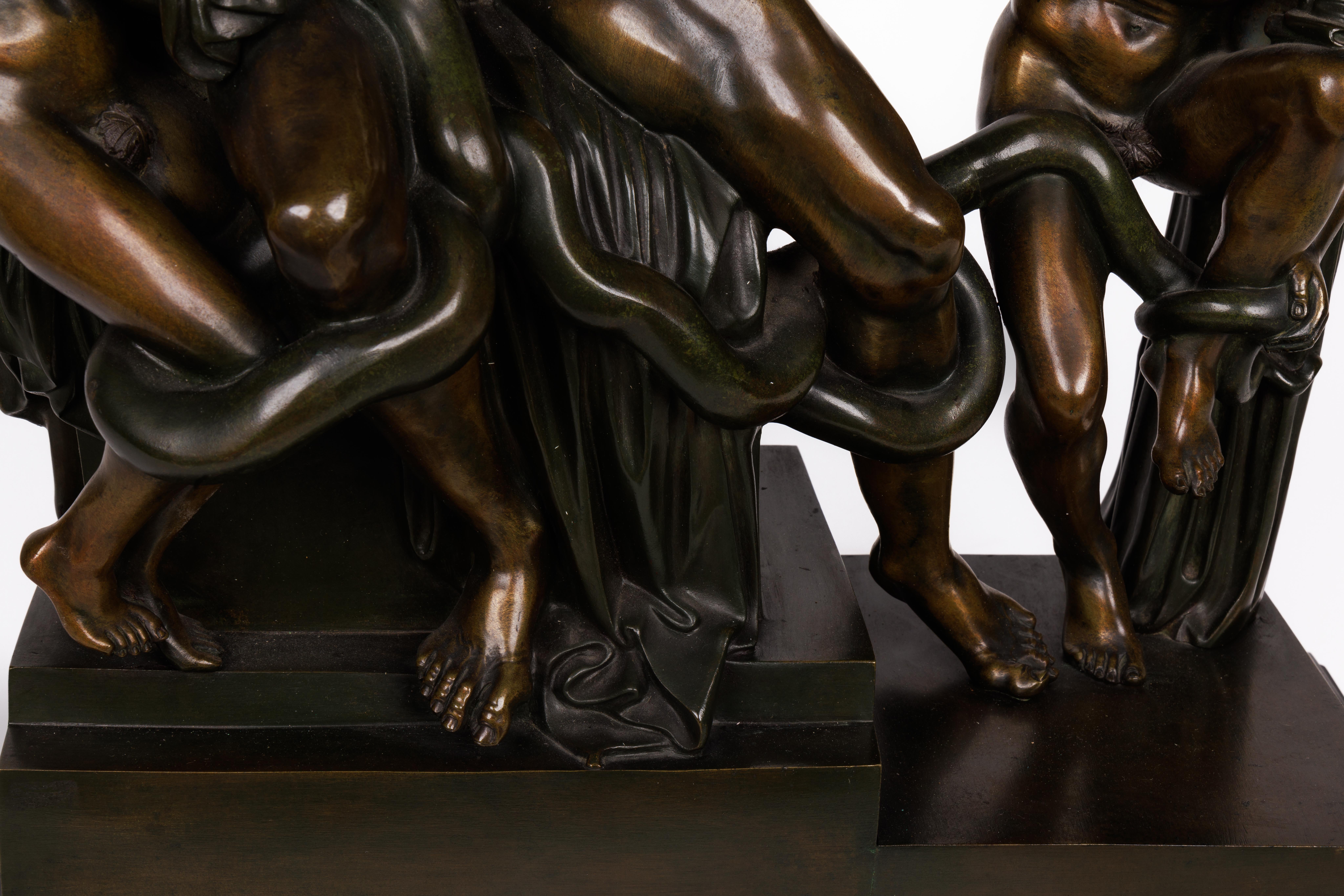 Sculpture de groupe italienne en bronze patiné représentant Laocoon et ses fils, vers 1870 en vente 4