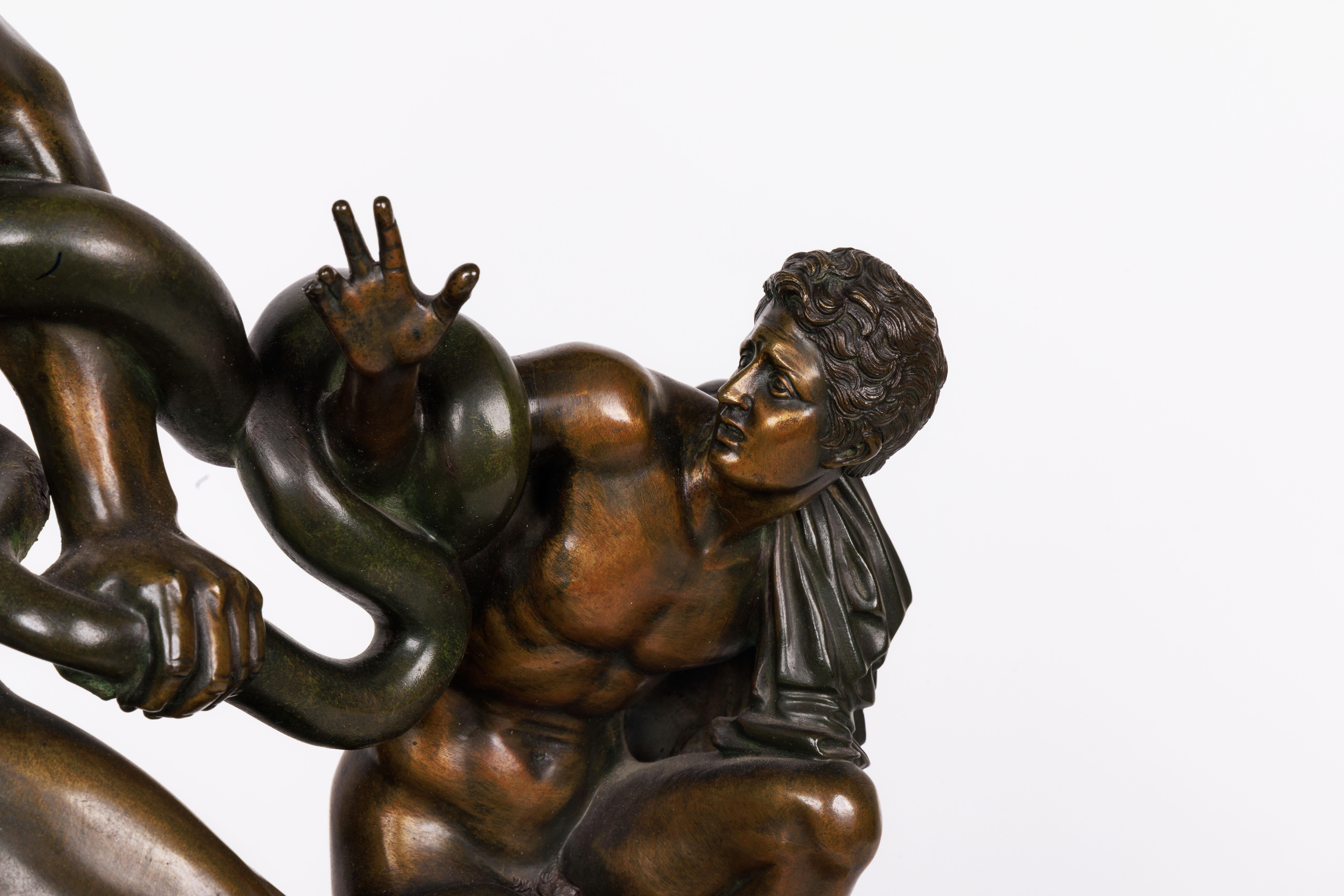 Italian Patinated Bronze Group Sculpture of Laocoon and His Sons, C. 1870 For Sale 4